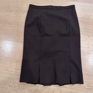 ALLUDE Rich Espresso Brown Pleated Hem Pencil Skirt Made in Germany Size S